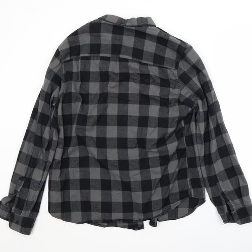 John Partridge Mens Grey Check Cotton  Button-Up Size L