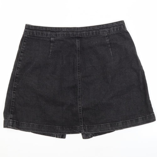 Topshop Womens Grey  Cotton A-Line Skirt Size 12