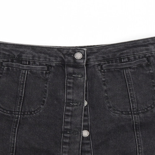 Topshop Womens Grey  Cotton A-Line Skirt Size 12