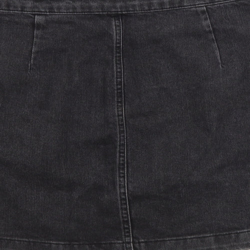 Topshop Womens Grey  Cotton A-Line Skirt Size 12