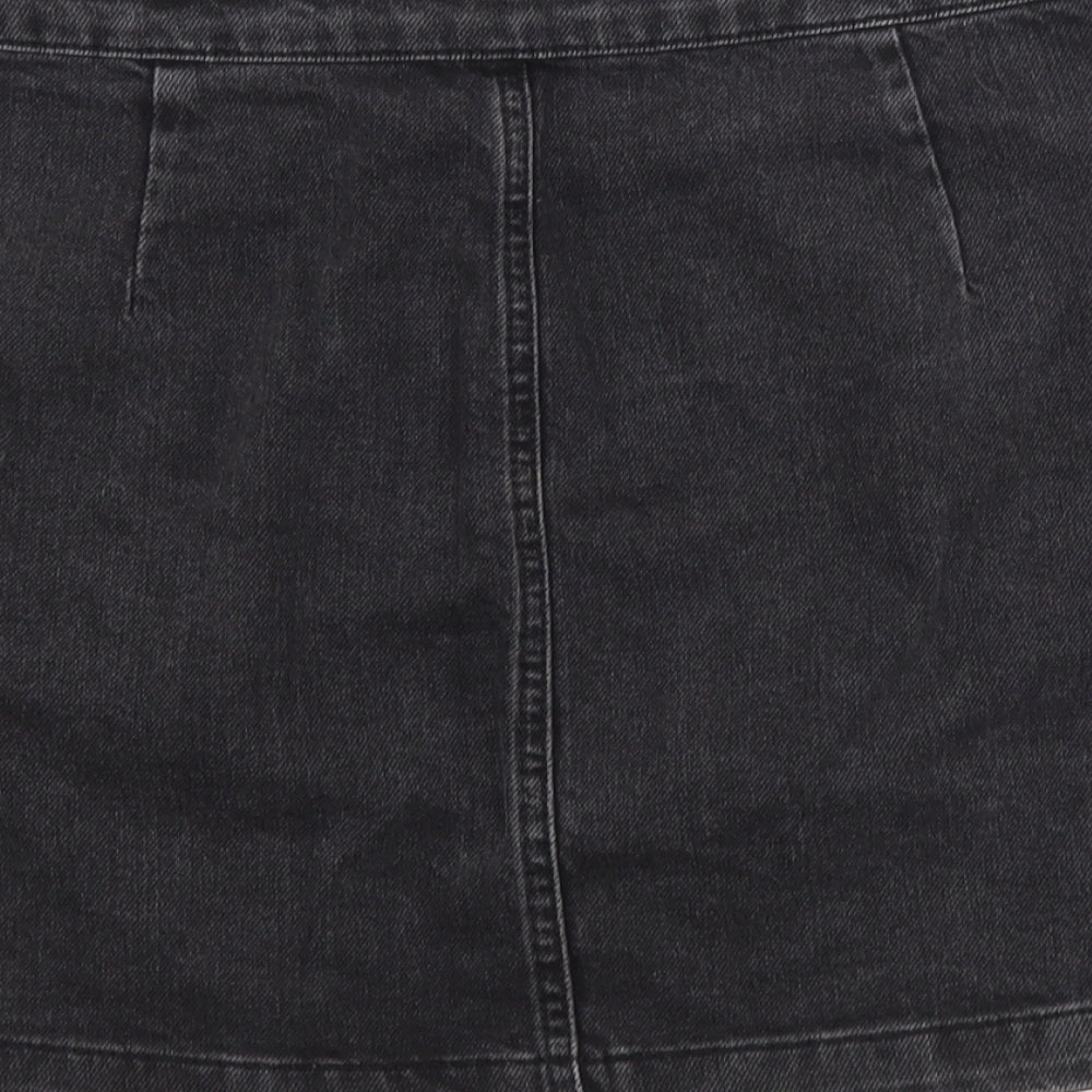 Topshop Womens Grey  Cotton A-Line Skirt Size 12