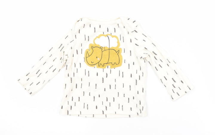F&F Baby White Spotted Cotton Basic T-Shirt Size 3-6 Months