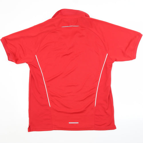 Preworn Mens Red  Polyester Jersey Casual Size 38 Collared