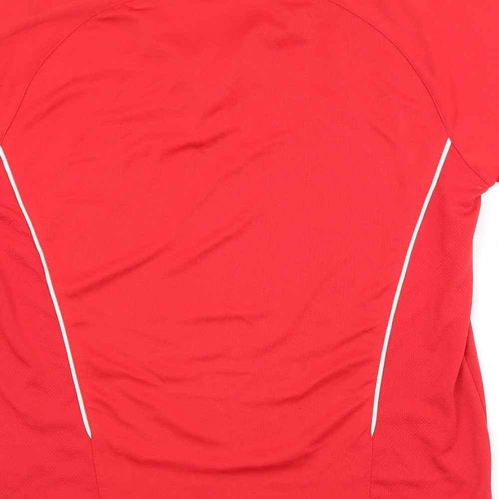 Preworn Mens Red  Polyester Jersey Casual Size 38 Collared