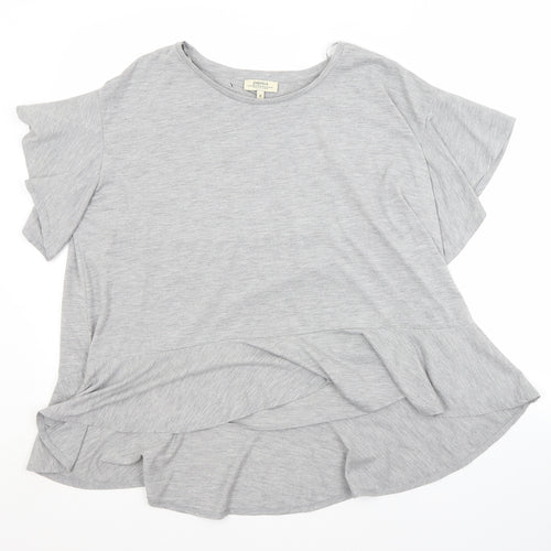 Papaya Womens Grey  Polyester Basic Blouse Size 8 Crew Neck