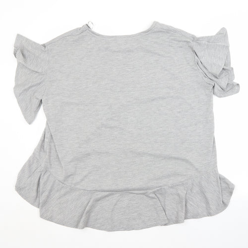 Papaya Womens Grey  Polyester Basic Blouse Size 8 Crew Neck