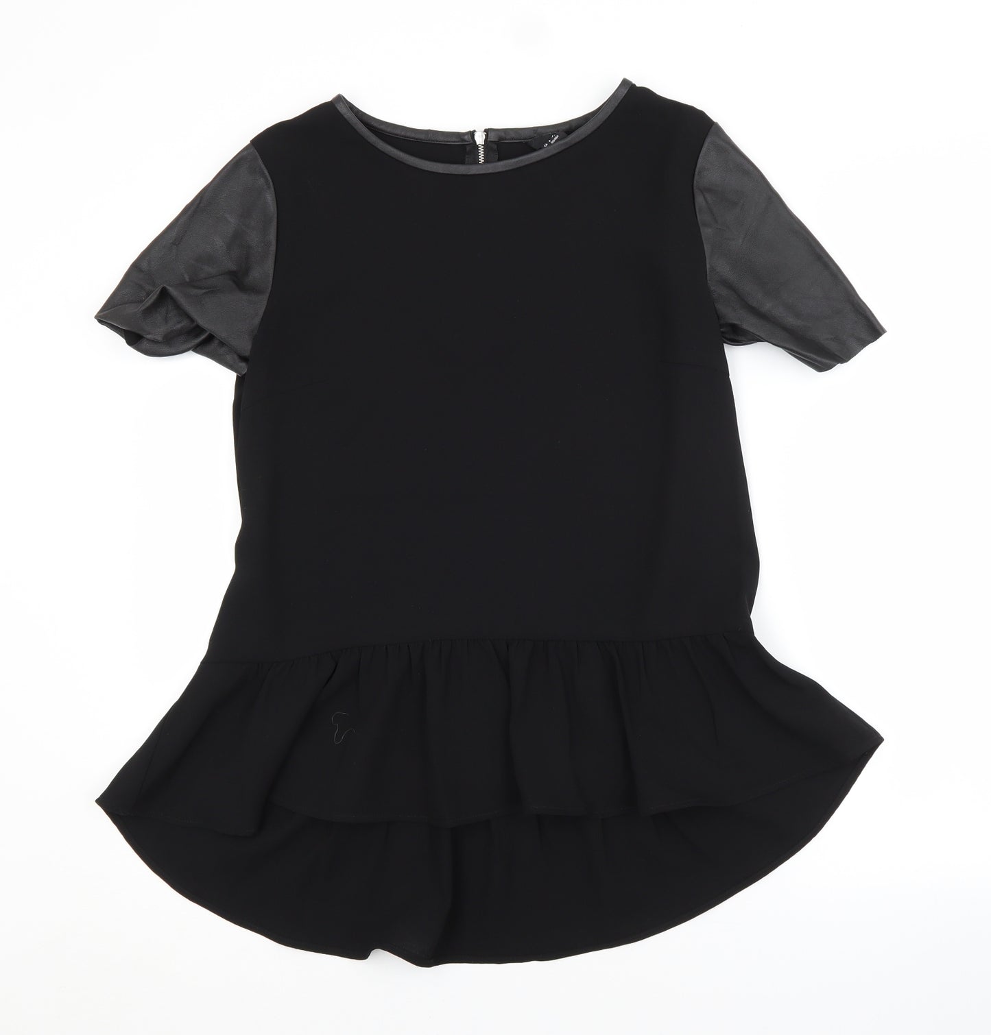 H&M Womens Black  Polyester Basic Blouse Size 10 Crew Neck