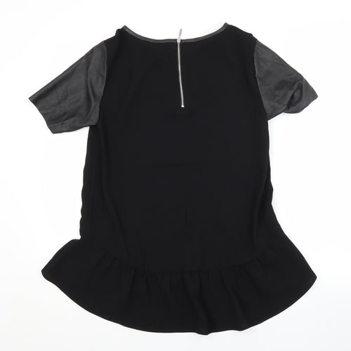 H&M Womens Black  Polyester Basic Blouse Size 10 Crew Neck