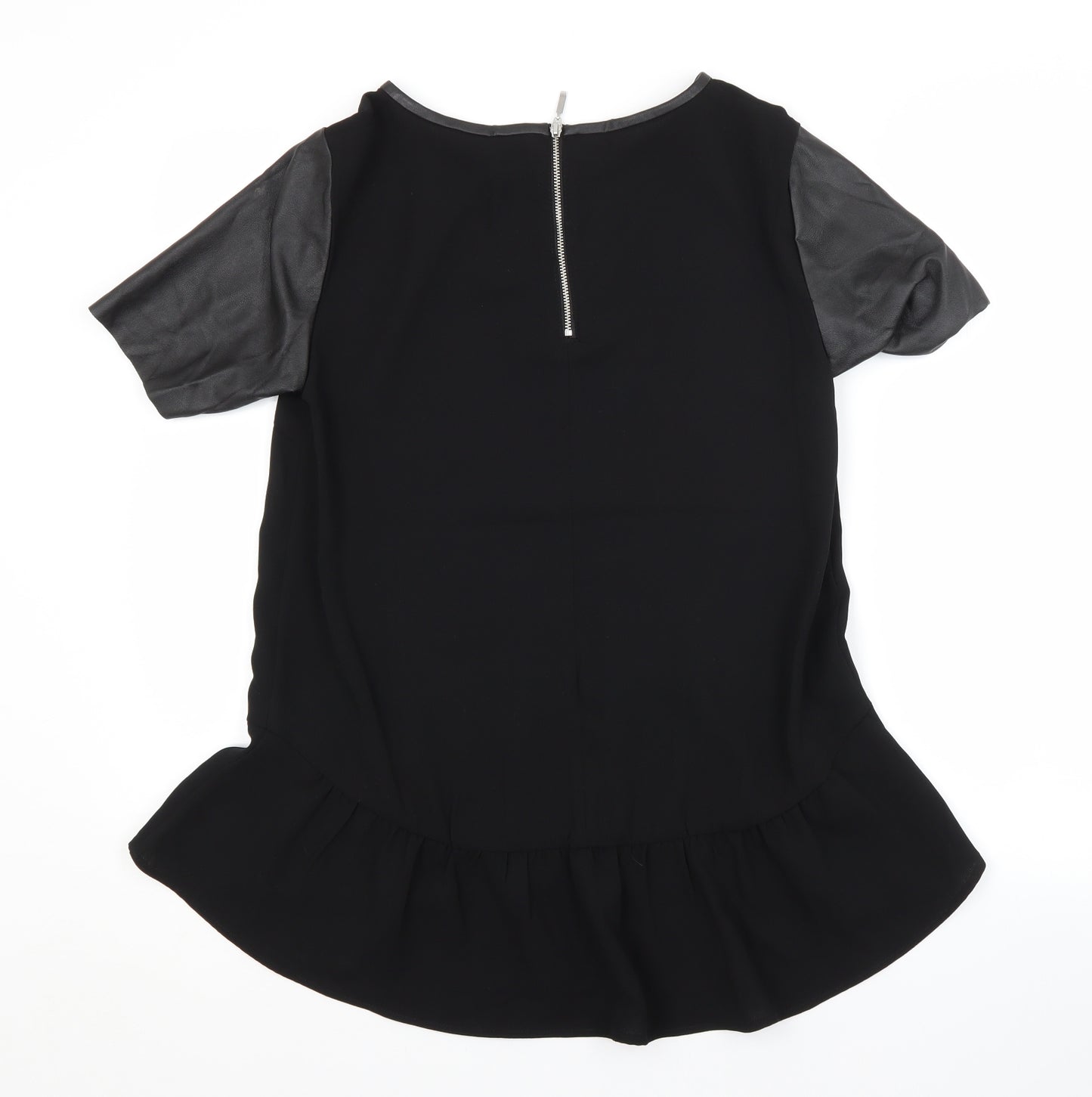 H&M Womens Black  Polyester Basic Blouse Size 10 Crew Neck
