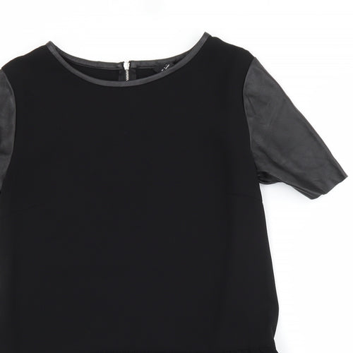 H&M Womens Black  Polyester Basic Blouse Size 10 Crew Neck