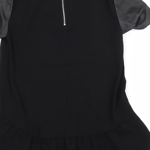 H&M Womens Black  Polyester Basic Blouse Size 10 Crew Neck