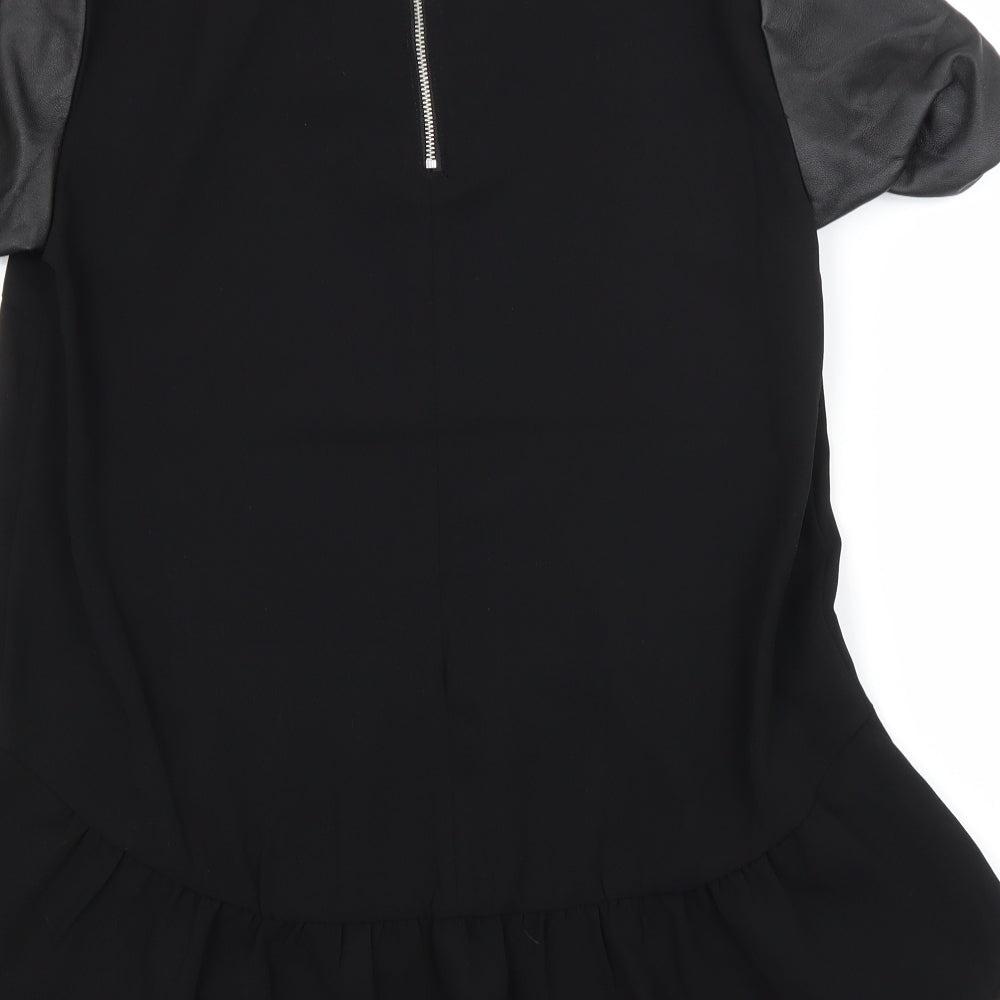 H&M Womens Black  Polyester Basic Blouse Size 10 Crew Neck
