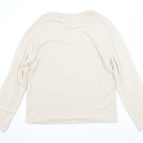 H&M Womens Beige Crew Neck  Viscose Pullover Jumper Size S