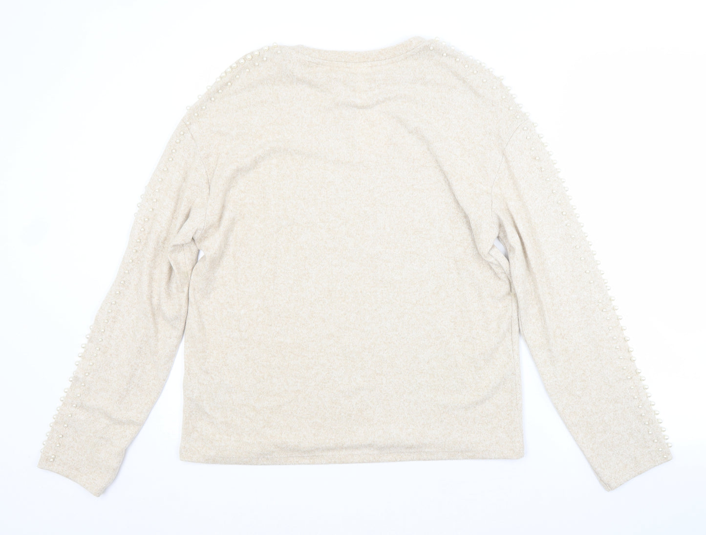 H&M Womens Beige Crew Neck  Viscose Pullover Jumper Size S