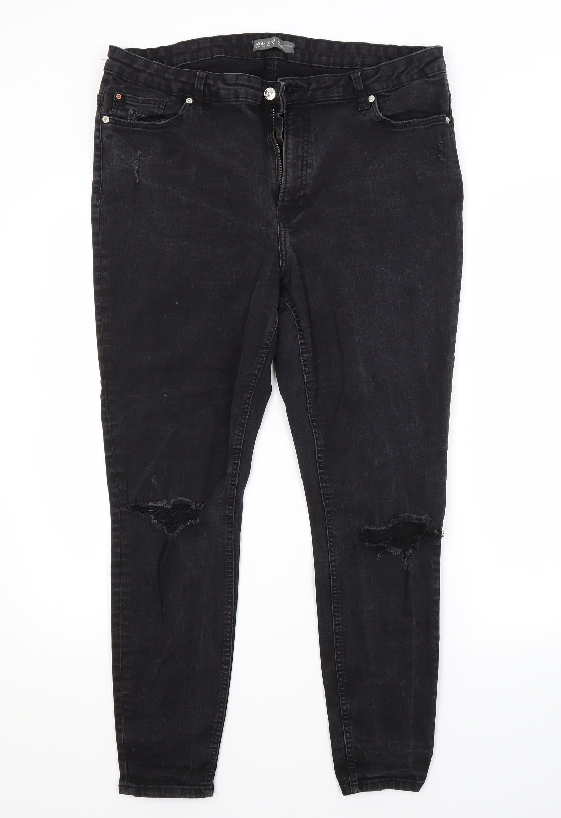 Primark Womens Black  Cotton Straight Jeans Size 20 L26 in Regular