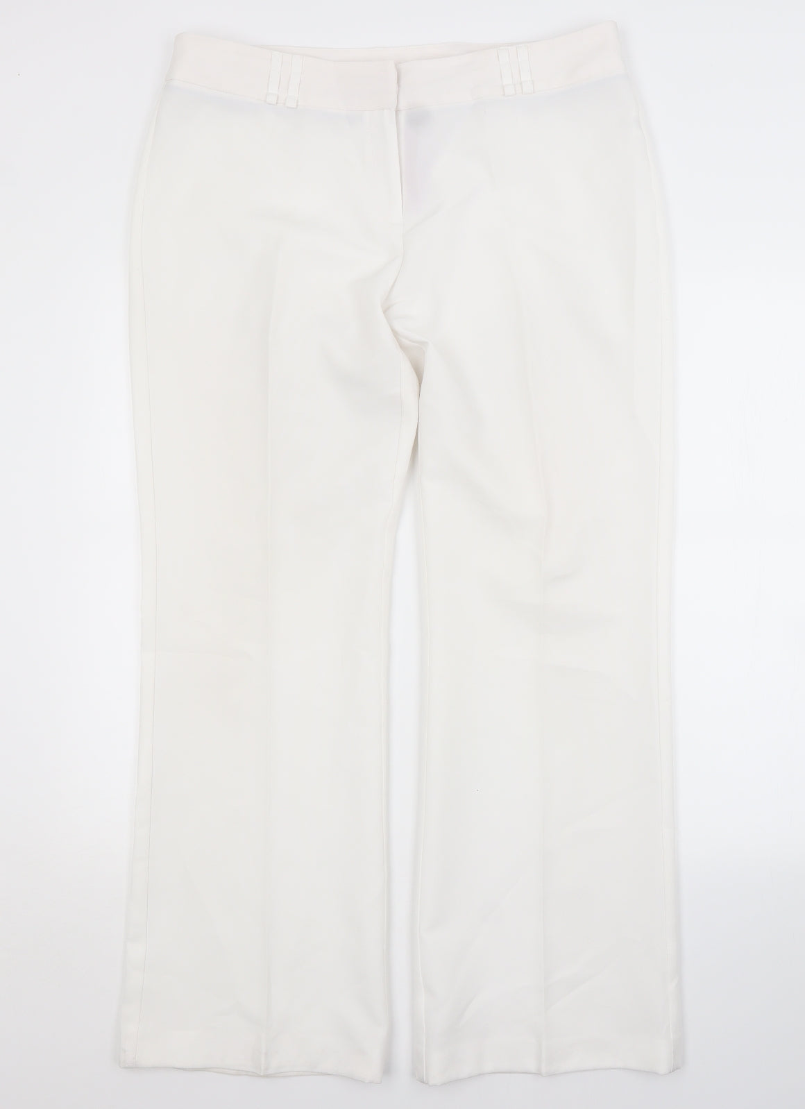 F&F Womens White  Polyester Trousers  Size 14 L30 in Regular