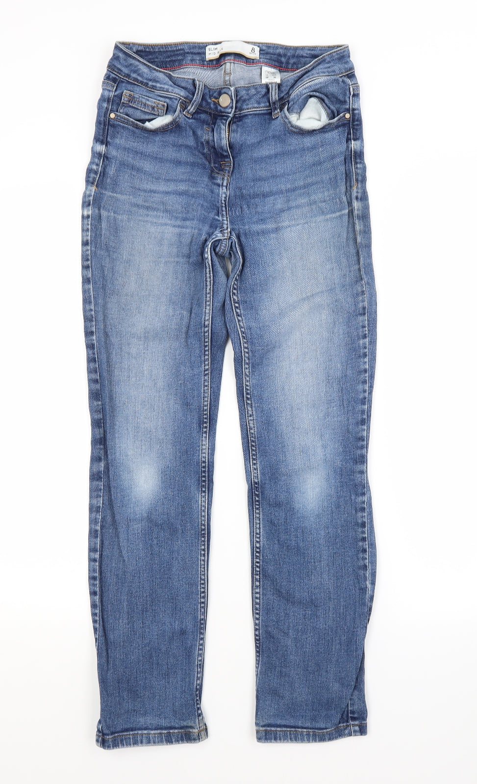 NEXT Womens Blue  Cotton Straight Jeans Size 8 L26 in Slim