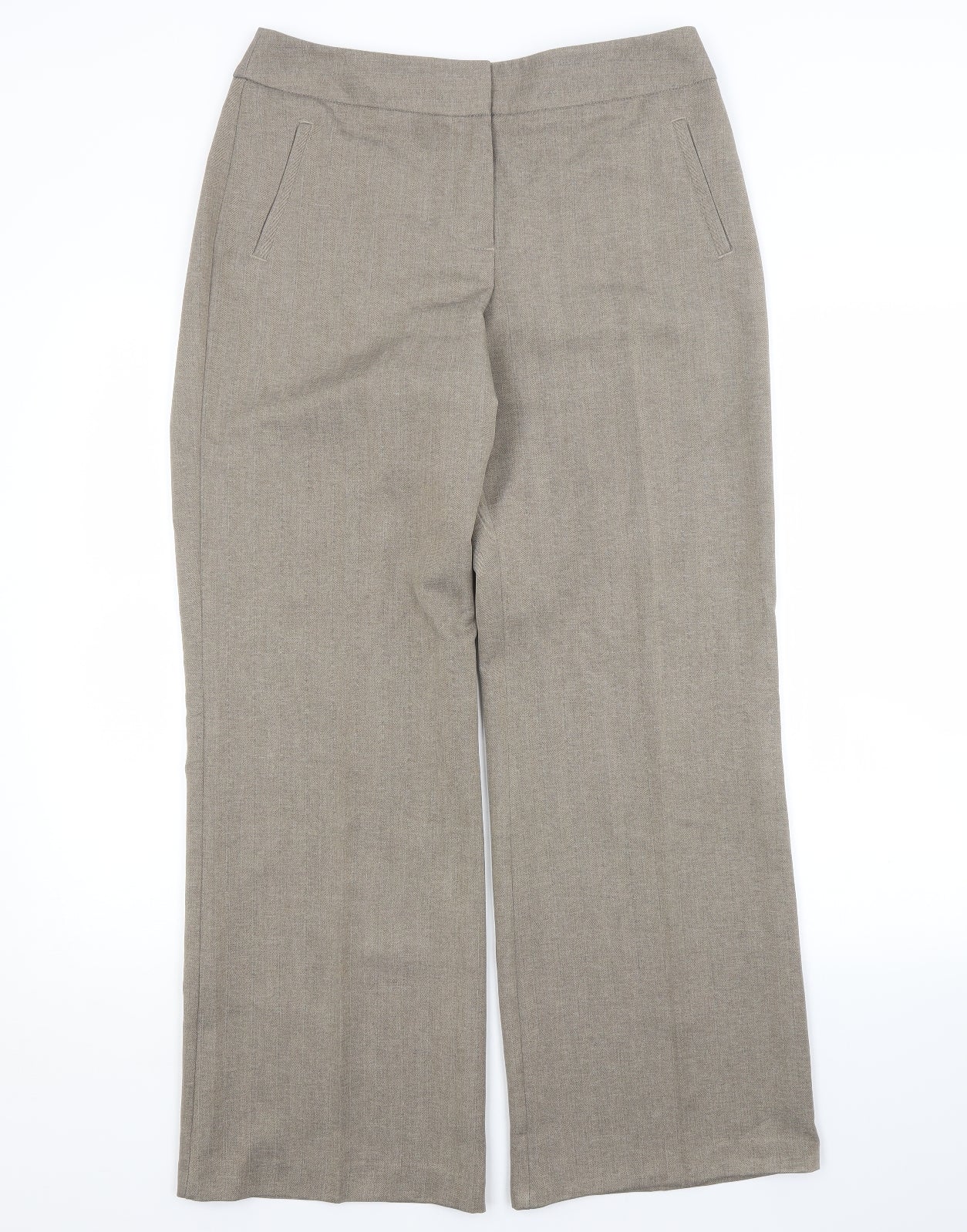 M&S Womens Grey  Polyester Trousers  Size 12 L29 in Regular