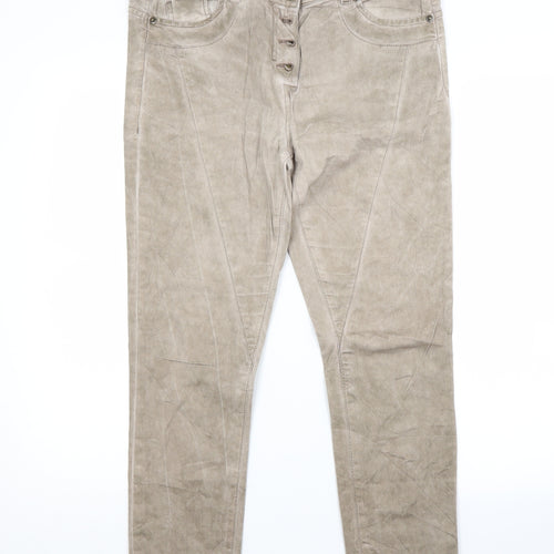 Janina Womens Beige  Cotton Straight Jeans Size 10 L26 in Regular