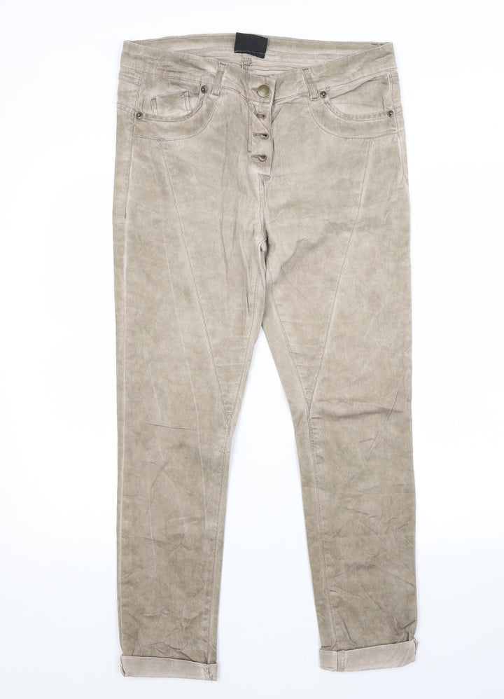 Janina Womens Beige  Cotton Straight Jeans Size 10 L26 in Regular