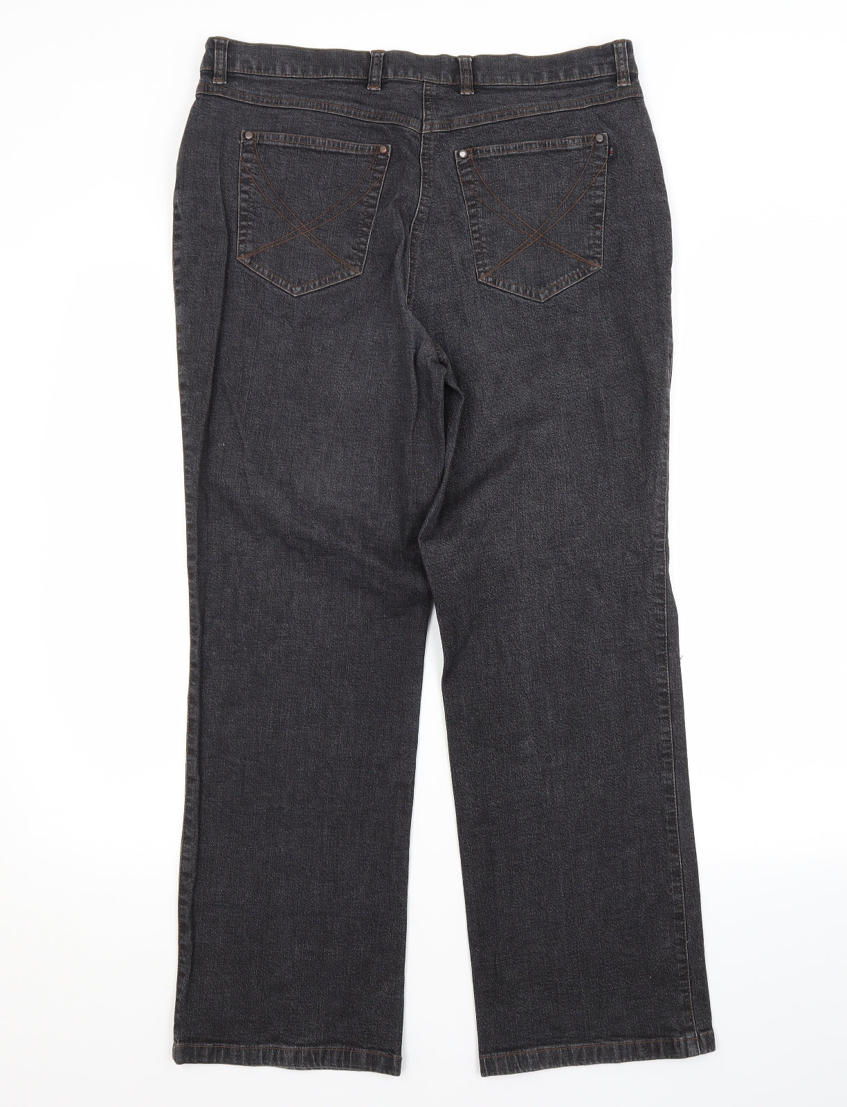Preworn Womens Grey  Cotton Straight Jeans Size 14 L28 in Regular