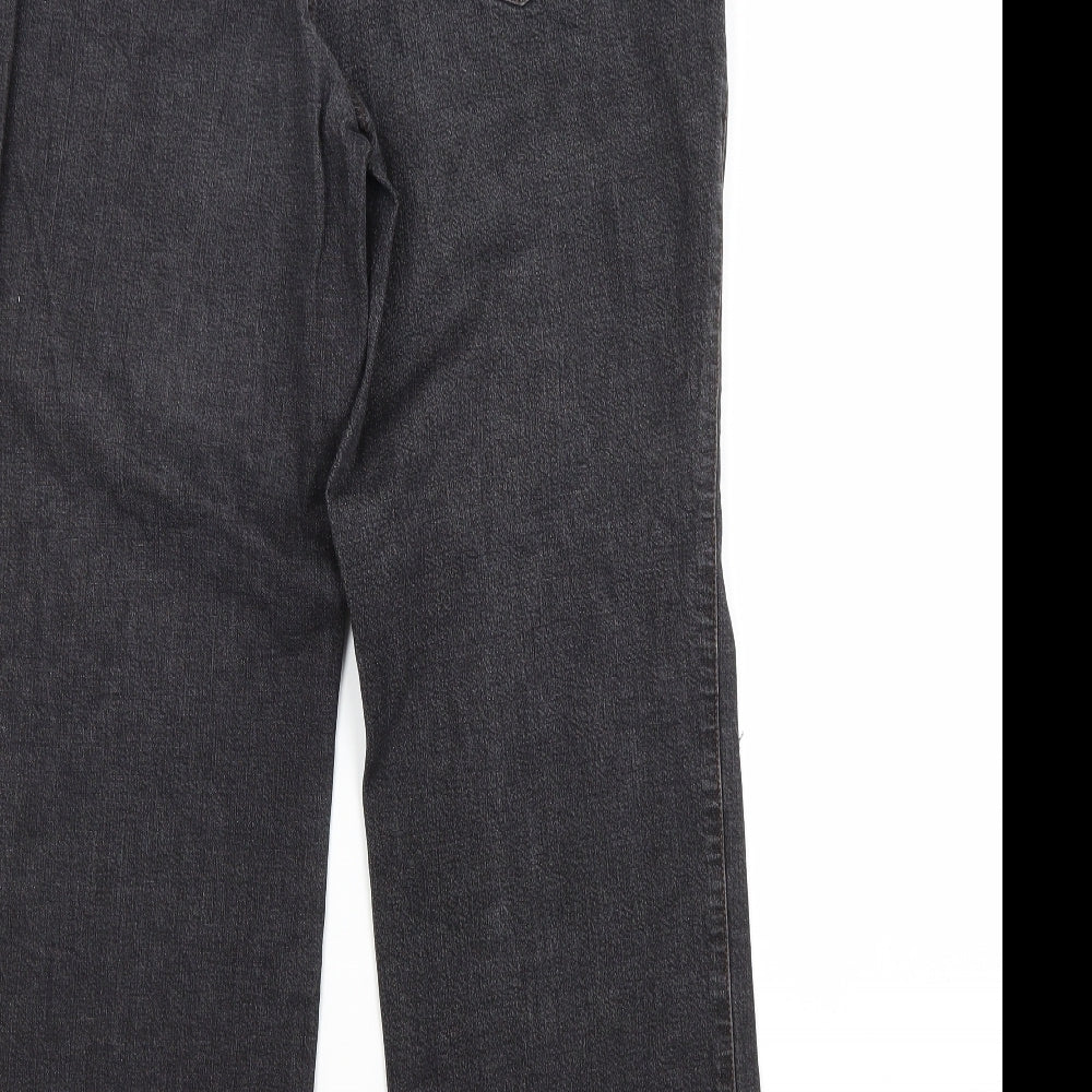 Preworn Womens Grey  Cotton Straight Jeans Size 14 L28 in Regular