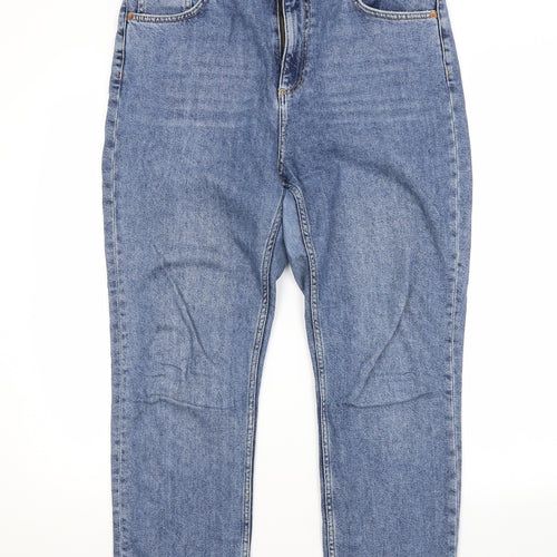 Topshop Womens Blue  Cotton Cropped Jeans Size 34 in L30 in Regular