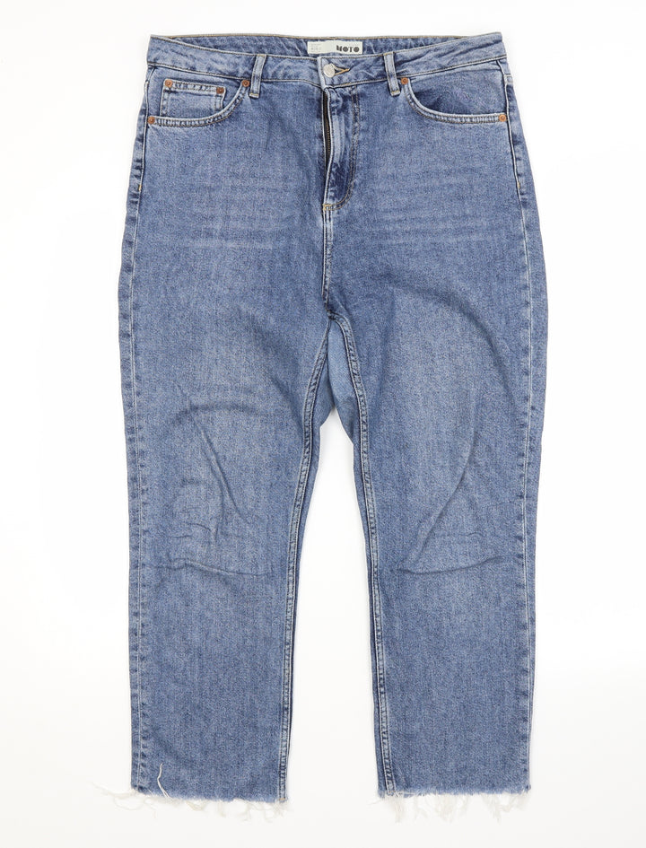Topshop Womens Blue Cotton Cropped Jeans Size 34 in L30 in Regular
