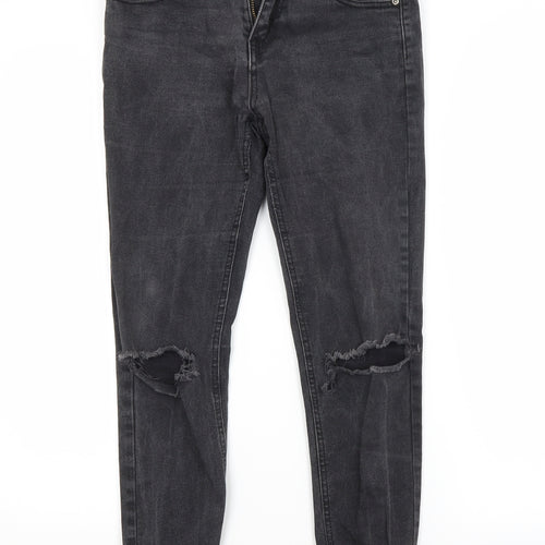 PRETTYLITTLETHING Womens Grey  Cotton Skinny Jeans Size 8 L25 in Regular