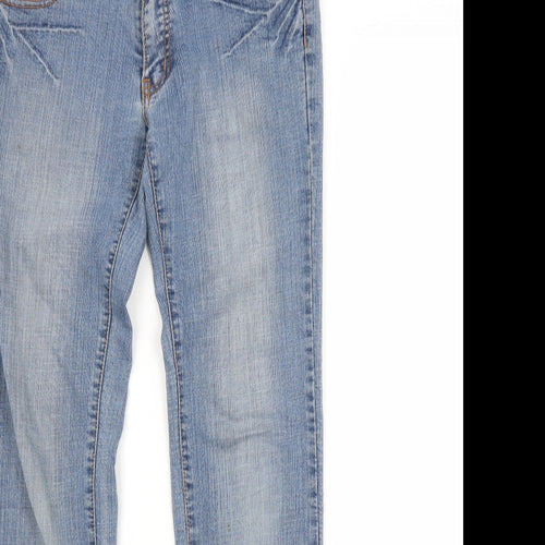Preworn Womens Blue  Cotton Straight Jeans Size 12 L32 in Regular