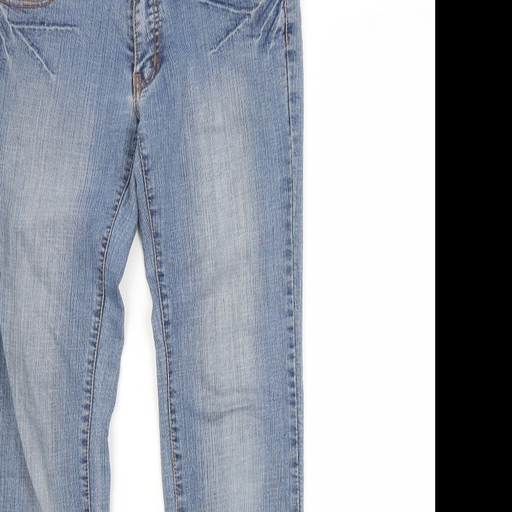 Preworn Womens Blue  Cotton Straight Jeans Size 12 L32 in Regular