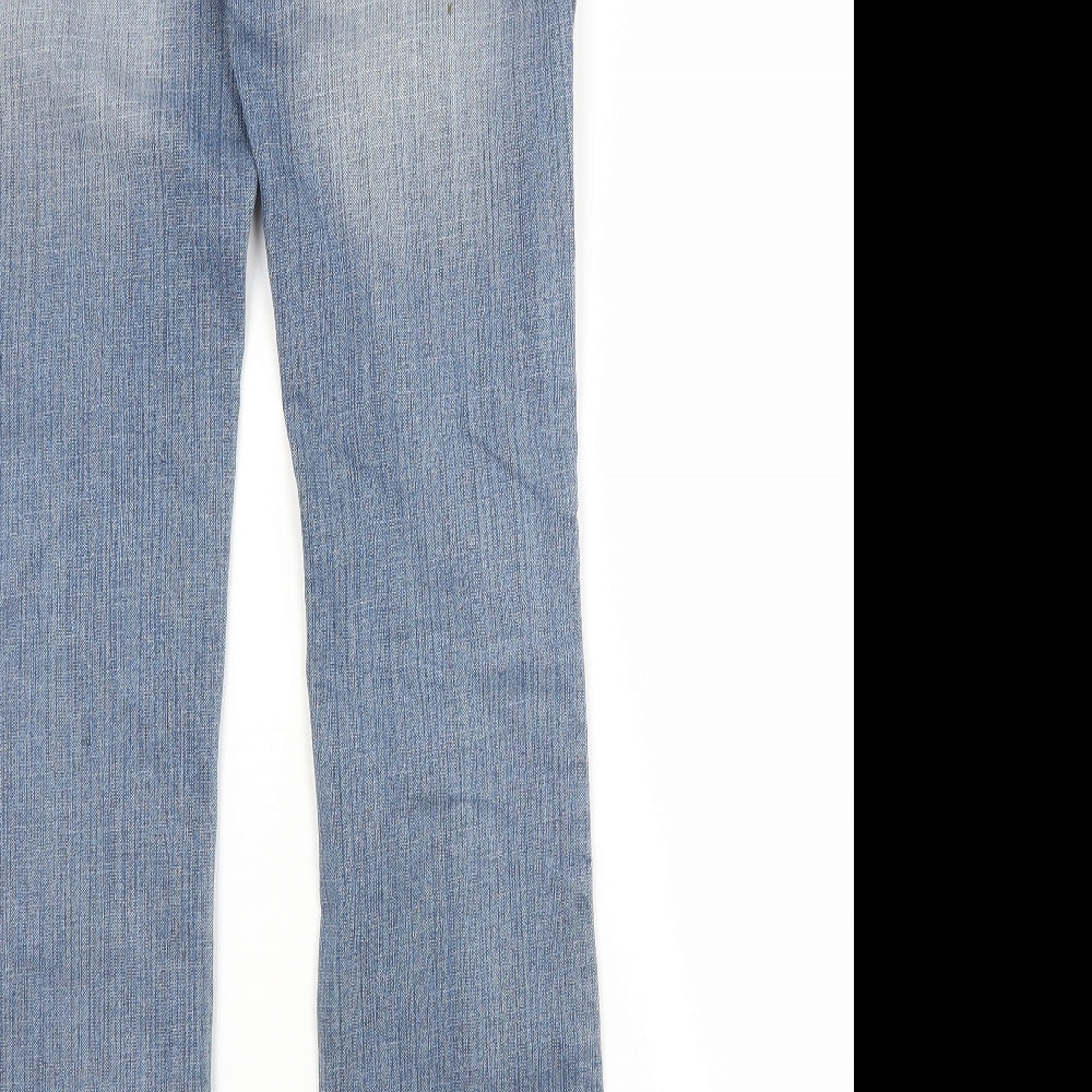 Preworn Womens Blue  Cotton Straight Jeans Size 12 L32 in Regular