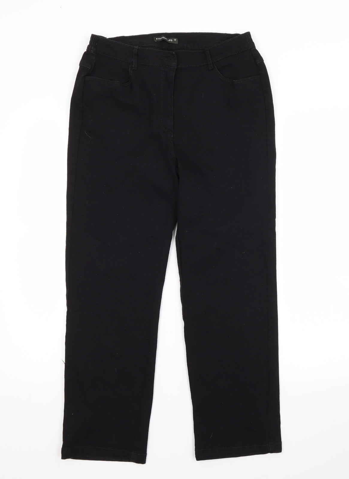 Bonmarché Womens Black  Cotton Straight Jeans Size 12 L26 in Regular