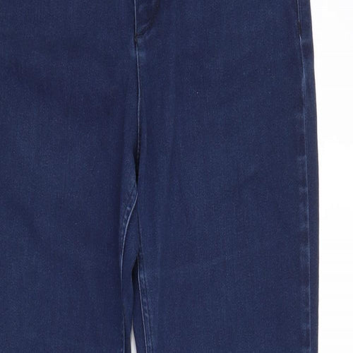 M&S Womens Blue  Cotton Straight Jeans Size 14 L30 in Regular