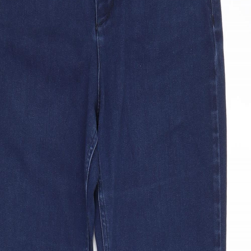 M&S Womens Blue  Cotton Straight Jeans Size 14 L30 in Regular