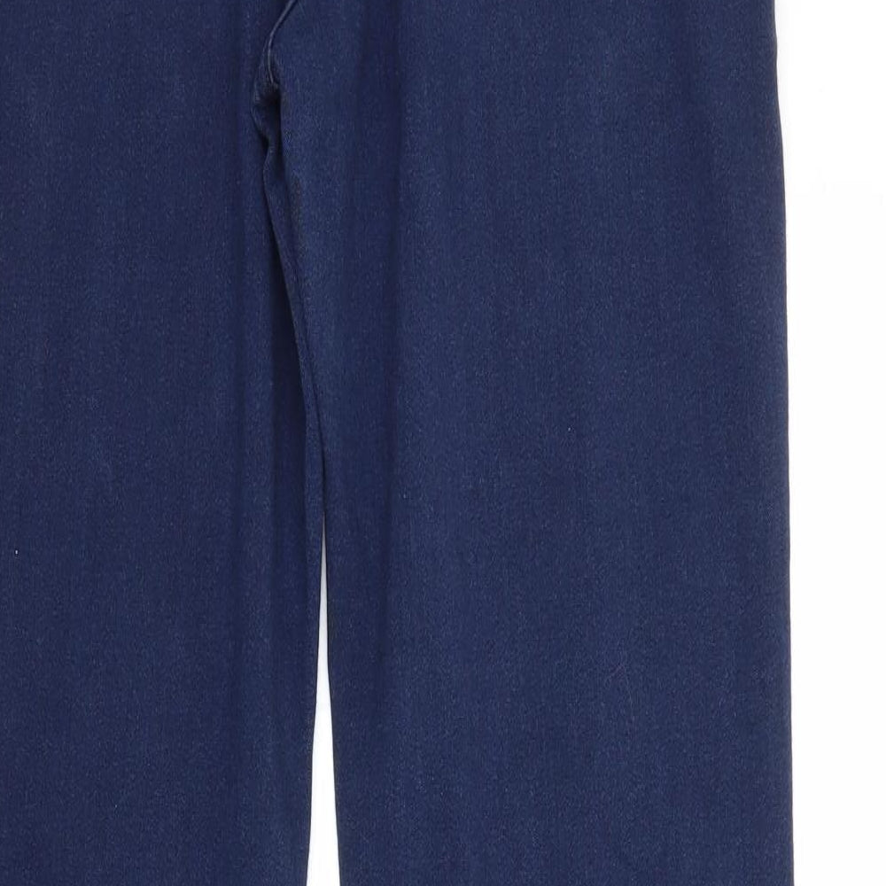 M&S Womens Blue  Cotton Straight Jeans Size 14 L30 in Regular