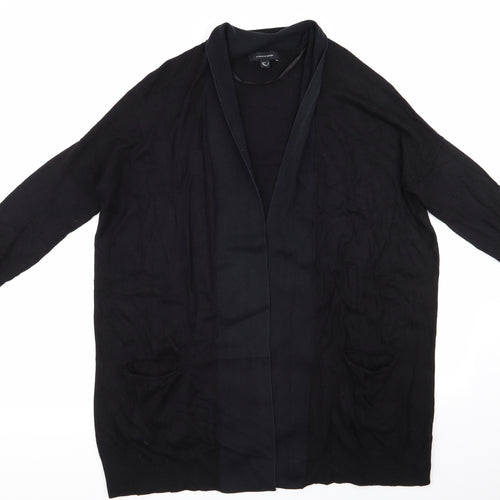 Atmosphere Womens Black V-Neck  Viscose Cardigan Jumper Size 12   - Navy Collar Longline Cardigan
