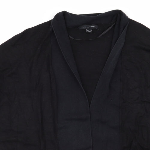 Atmosphere Womens Black V-Neck  Viscose Cardigan Jumper Size 12   - Navy Collar Longline Cardigan