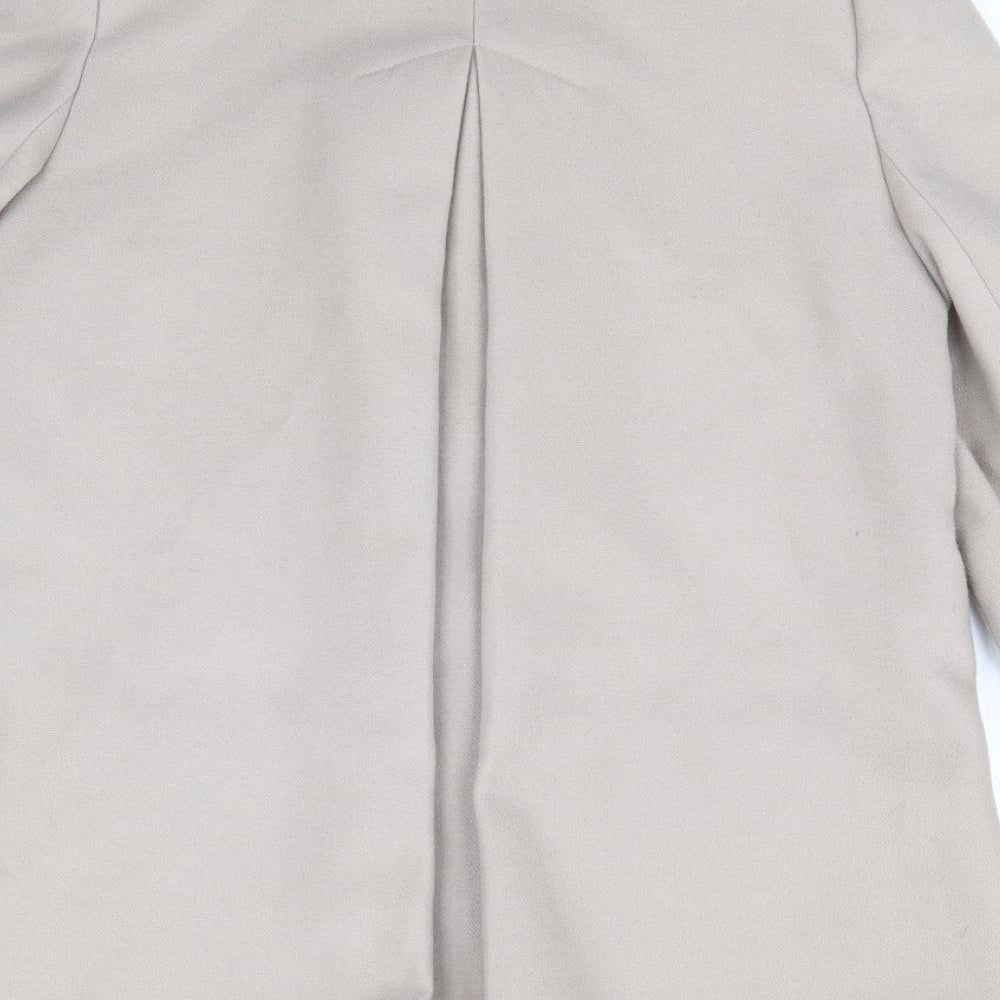 Dorothy Perkins Womens Beige   Overcoat Coat Size 10  Button - Slightly Gathered Shoulders Black Trim