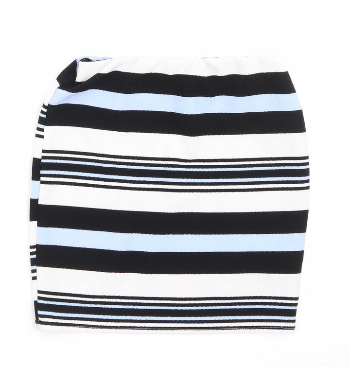 915 Generation Girls  Striped Polyester A-Line Skirt Size 10-11 Years  Regular  - Black Pale Blue White Strips