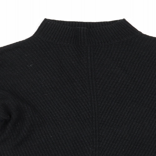 Primark Womens Black High Neck  Acrylic Pullover Jumper Size S   - Fluffy sleeves