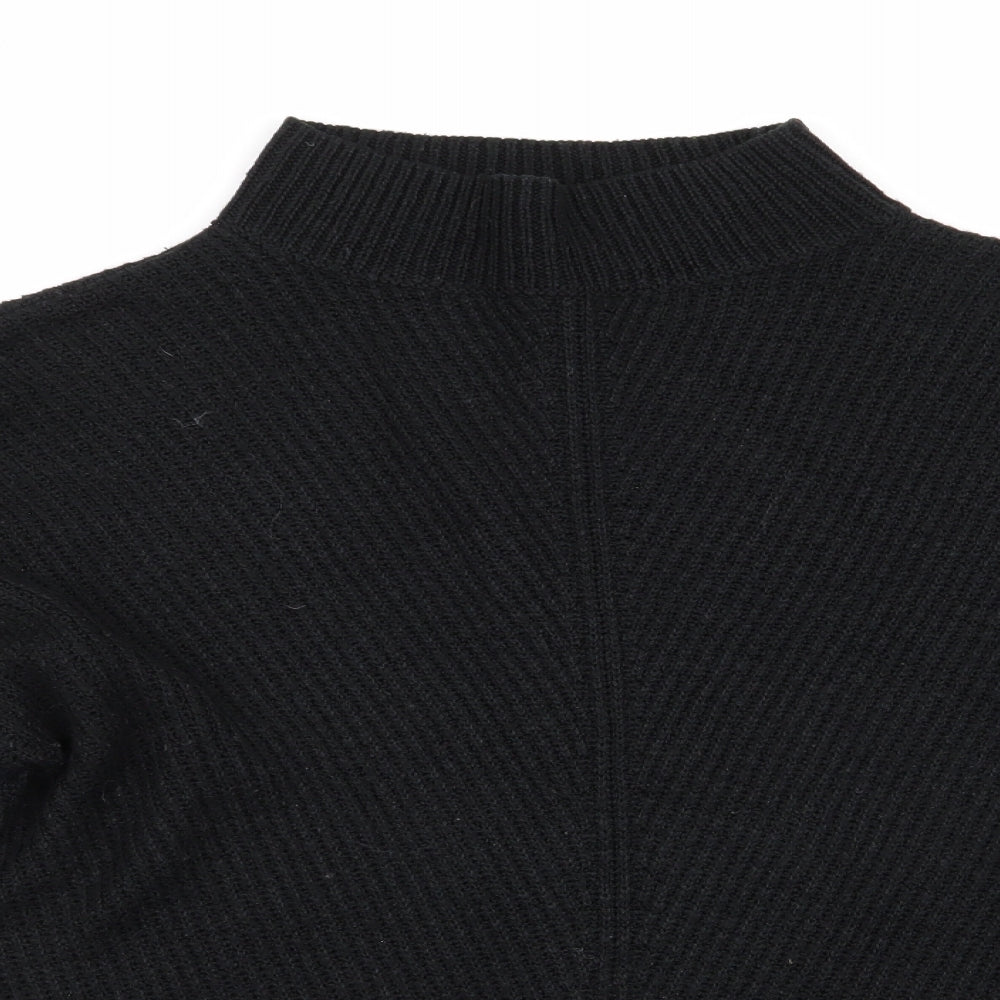 Primark Womens Black High Neck  Acrylic Pullover Jumper Size S   - Fluffy sleeves