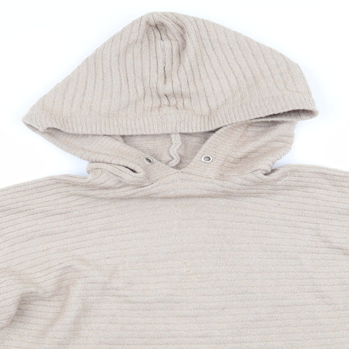 PEP & Co Womens Beige High Neck Striped Acrylic Pullover Jumper Size L   - Hooded Jumper