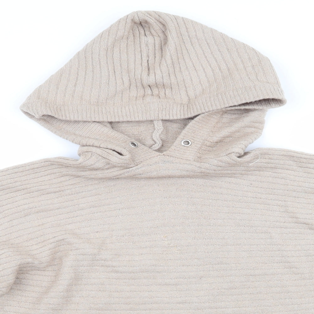 PEP & Co Womens Beige High Neck Striped Acrylic Pullover Jumper Size L   - Hooded Jumper