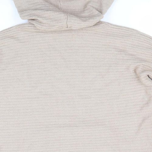 PEP & Co Womens Beige High Neck Striped Acrylic Pullover Jumper Size L   - Hooded Jumper