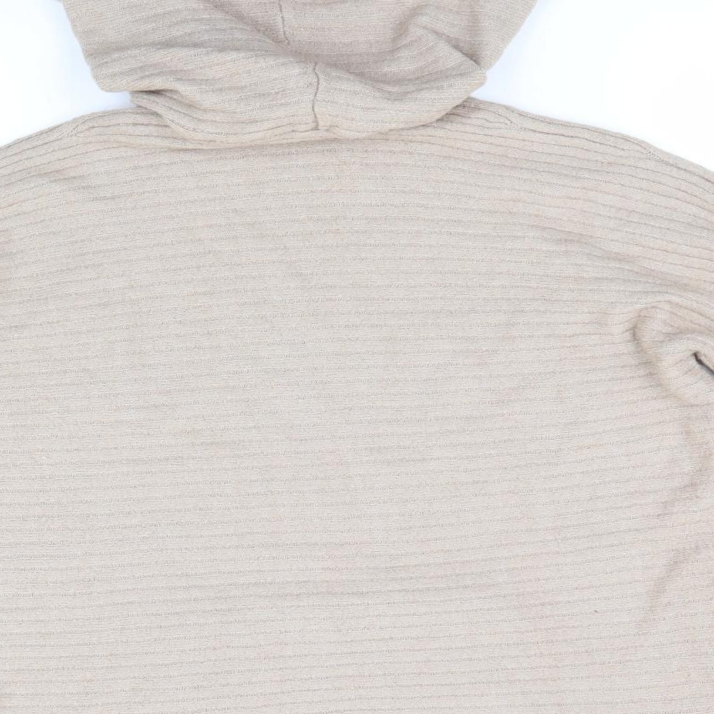 PEP & Co Womens Beige High Neck Striped Acrylic Pullover Jumper Size L   - Hooded Jumper