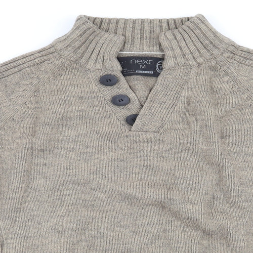 NEXT Mens Green High Neck  Acrylic Pullover Jumper Size M   - Green Beige Colour