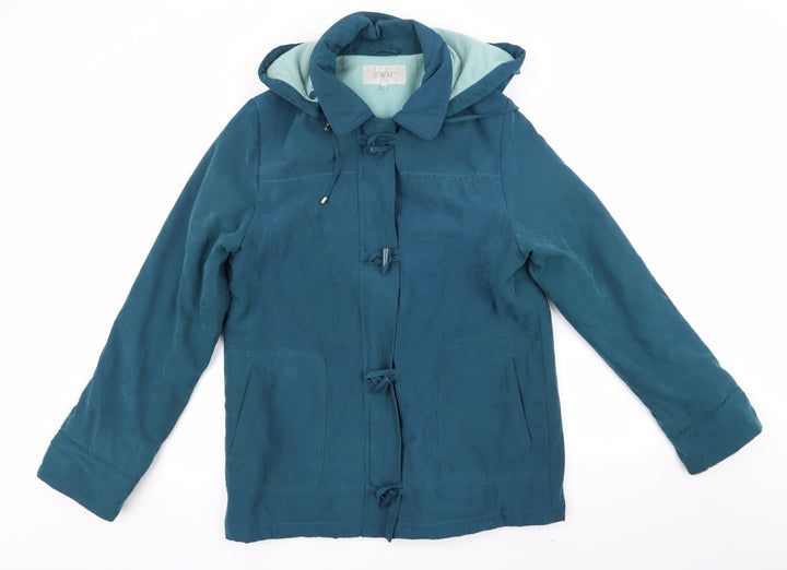 EWM Womens Blue   Anorak Coat Size 14   - Teal Colour Soft Feel Removeable Hood Fleece Lined