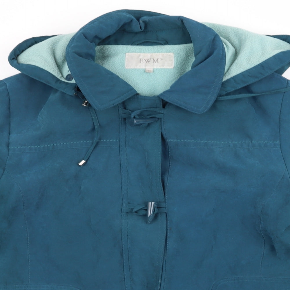 EWM Womens Blue   Anorak Coat Size 14   - Teal Colour Soft Feel Removeable Hood Fleece Lined