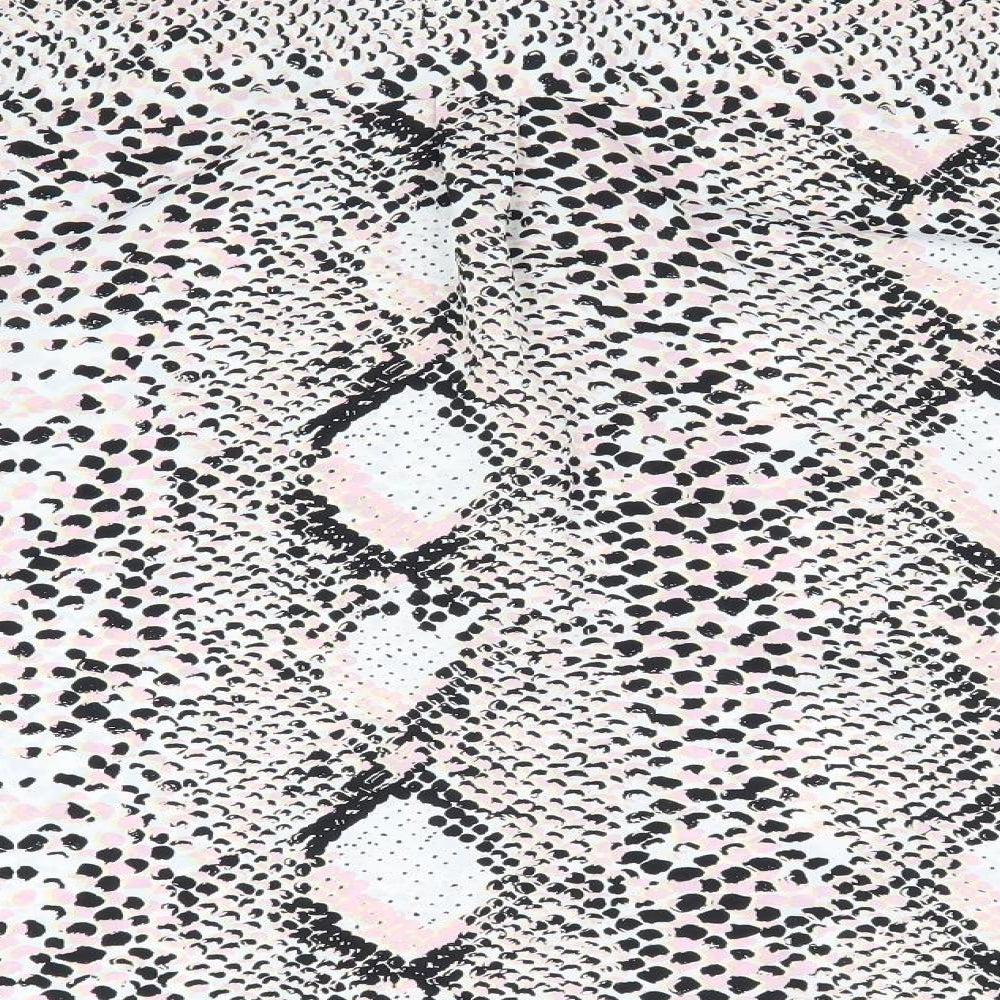 Marks and Spencer Womens Pink Animal Print Polyester Basic Button-Up Size 14 Collared - Pink Yellow Black Mix